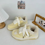 Boogzel Apparel Pastel Yellow Star Fur-Lined Sneakers, view 3