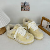 Boogzel Apparel Pastel Yellow Star Fur-Lined Sneakers, view 5