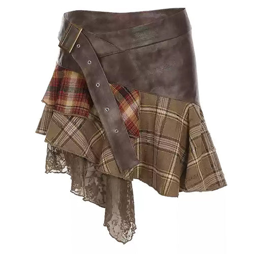 Boogzel Apparel Patchwork Asymmetrical Mini Skirt
