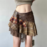 Boogzel Apparel Patchwork Asymmetrical Mini Skirt, view 2