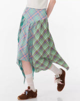 Boogzel Apparel Patchwork Midi Plaid Skirt, view 3