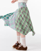 Boogzel Apparel Patchwork Midi Plaid Skirt, view 4