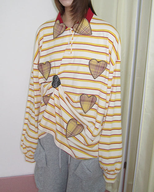 Boogzel Apparel Patchwork Rugby Striped Long Sleeve Top