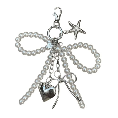 Boogzel Apparel Pearl Bow Charm Keychain