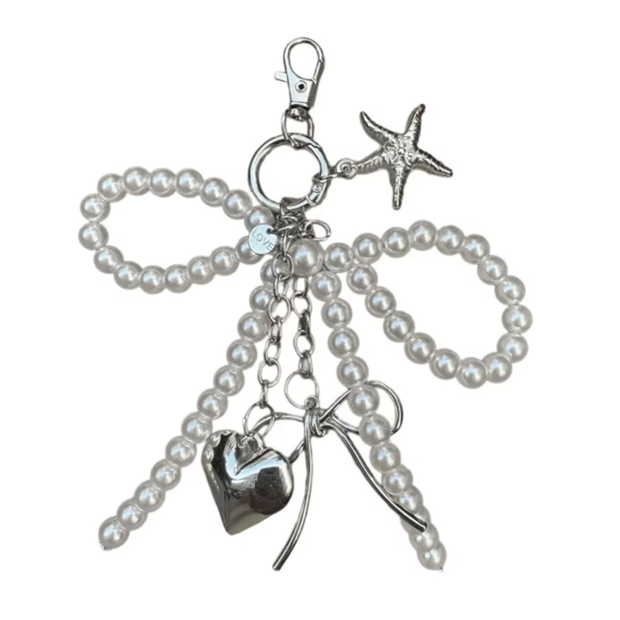 Boogzel Apparel Pearl Bow Charm Keychain