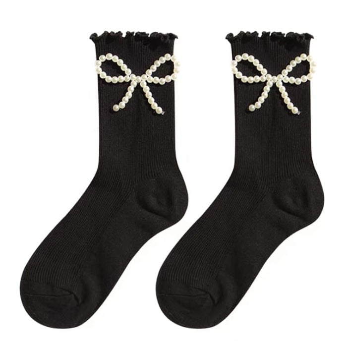Boogzel Apparel Pearl Bow Socks