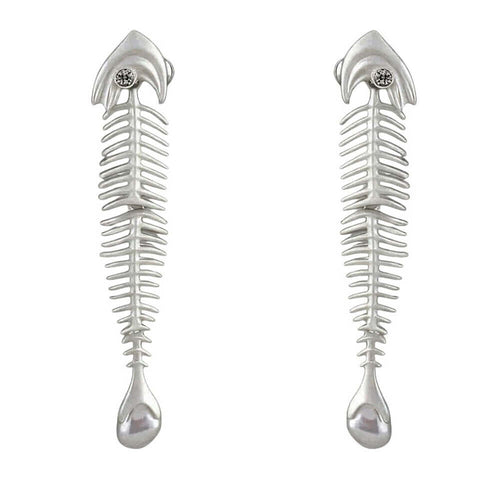 Boogzel Apparel Pearl Drop Fishbone Earrings