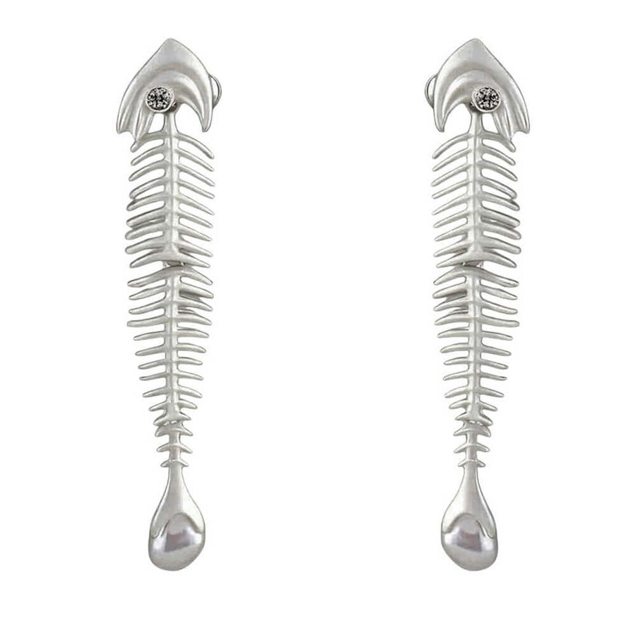 Boogzel Apparel Pearl Drop Fishbone Earrings