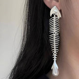 Boogzel Apparel Pearl Drop Fishbone Earrings, view 2