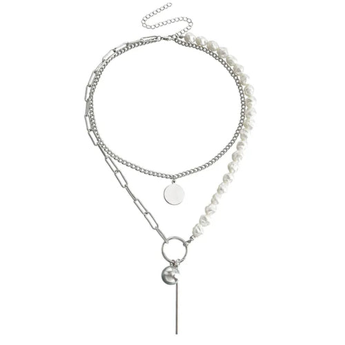 Boogzel Apparel Pearl Layered Chain Necklace
