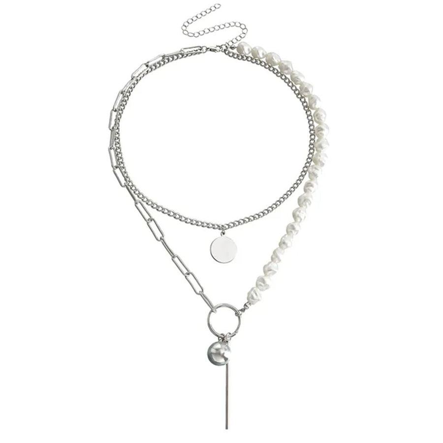 Boogzel Apparel Pearl Layered Chain Necklace