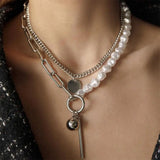Boogzel Apparel Pearl Layered Chain Necklace, view 2