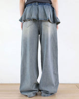 Boogzel Apparel Peplum Waist Denim Wide Leg Jeans, view 4