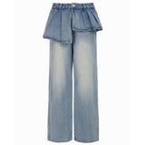 Boogzel Apparel Peplum Waist Denim Wide Leg Jeans, view 5