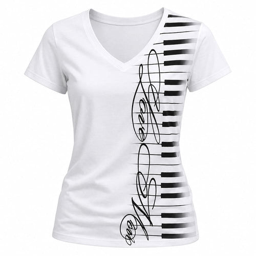 Boogzel Apparel Piano Keyboard V-Neck T-Shirt