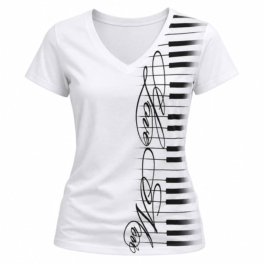 Boogzel Apparel Piano Keyboard V-Neck T-Shirt