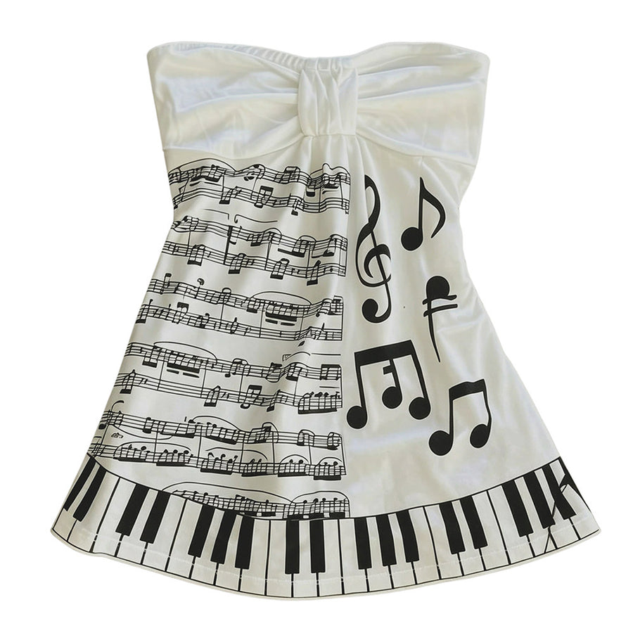 Boogzel Apparel Piano Print Strapless Tube Top