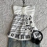 Boogzel Apparel Piano Print Strapless Tube Top, view 2