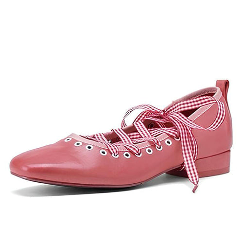 Boogzel Apparel Picnic Gingham Ballet Lace Flats