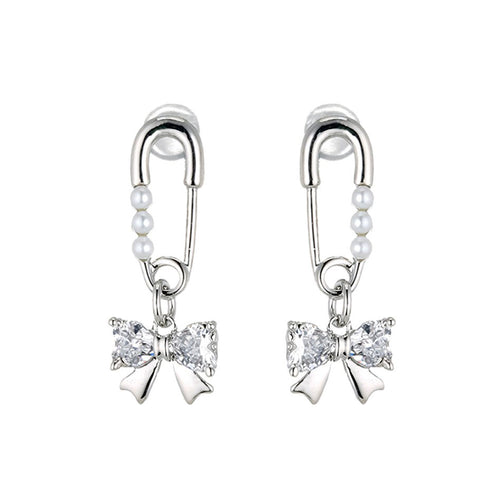 Boogzel Apparel Pin & Bow Drop Earrings