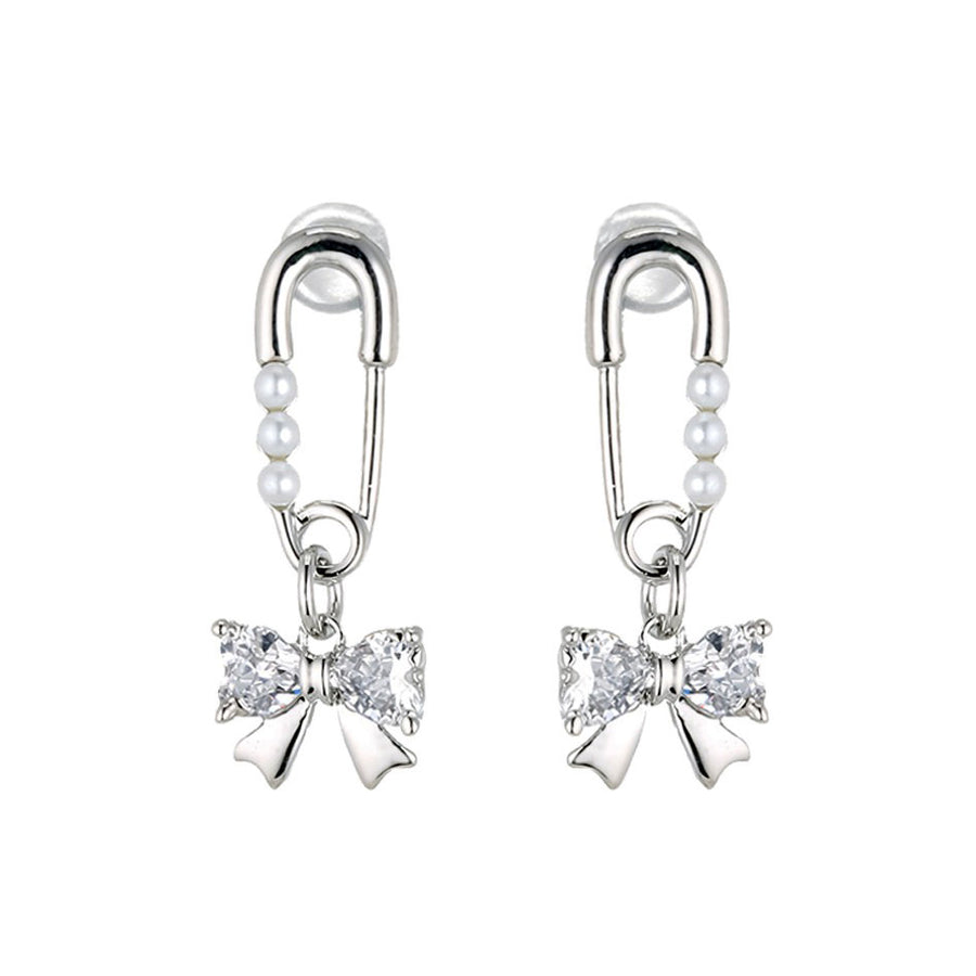 Boogzel Apparel Pin & Bow Drop Earrings