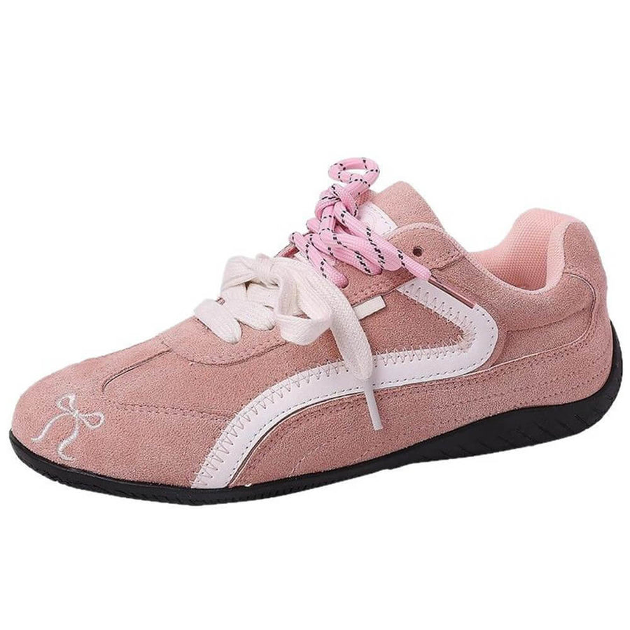 Boogzel Apparel Pink Bow Embroidery Sneakers