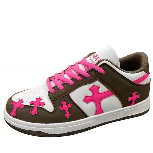 Boogzel Apparel Pink & Brown Cross Sneakers