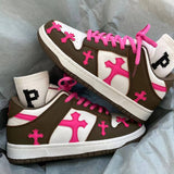 Boogzel Apparel Pink & Brown Cross Sneakers, view 3
