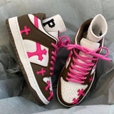 Boogzel Apparel Pink & Brown Cross Sneakers, view 4