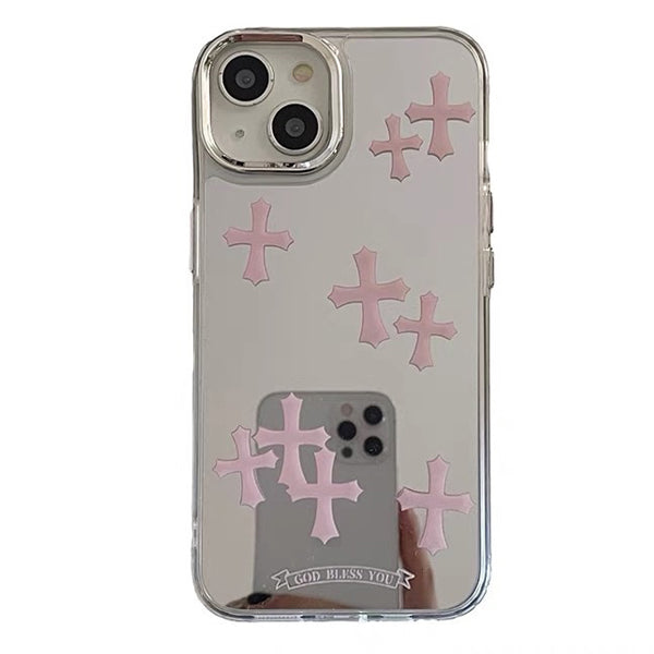 Boogzel Apparel Pink Cross Mirror IPhone Case
