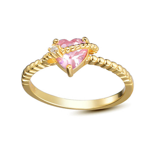 Boogzel Apparel Pink Crystal Heart Ring