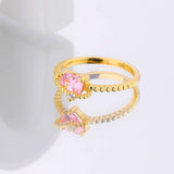 Boogzel Apparel Pink Crystal Heart Ring, view 2