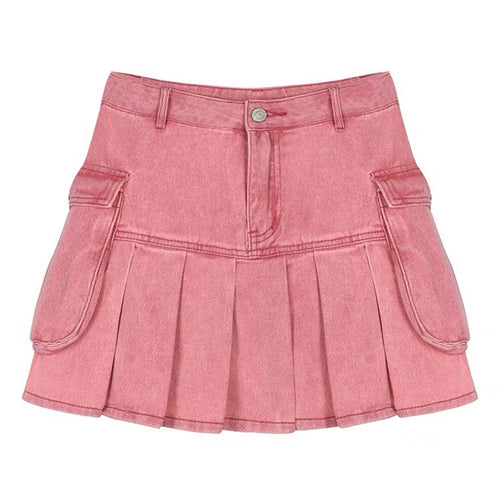 Boogzel Apparel Pink Denim Cargo Mini Skirt