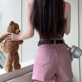 Boogzel Apparel Pink Denim Skort with Butterfly Belt, view 5