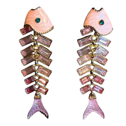 Boogzel Apparel Pink Fishbone Earrings