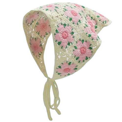 Boogzel Apparel Pink Flower Crochet Bandana