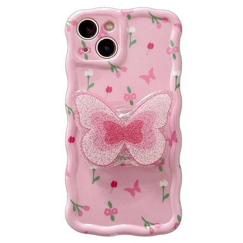 Boogzel Apparel Pink Flowers Butterfly iPhone Case