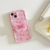 Boogzel Apparel Pink Flowers Butterfly iPhone Case, view 2