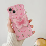 Boogzel Apparel Pink Flowers Butterfly iPhone Case, view 3