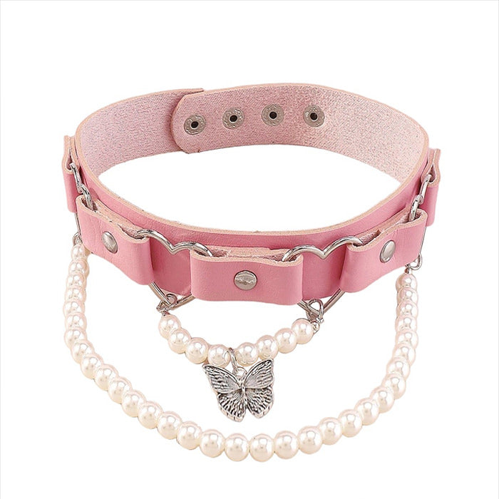Boogzel Apparel Pink Pearl Butterfly Choker