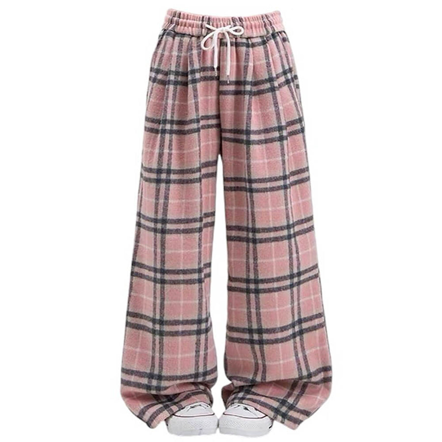Boogzel Apparel Pink Plaid Wide Leg Pants