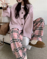 Boogzel Apparel Pink Plaid Wide Leg Pants, view 4