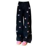 Boogzel Apparel Pink Rose Embroidery Wide Leg Pants, view 2