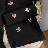 Boogzel Apparel Pink Rose Embroidery Wide Leg Pants, view 4
