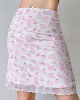 Boogzel Apparel Pink Sheer Butterfly Print Skirt, view 2