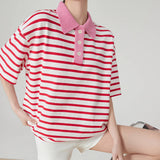 Boogzel Apparel Pink Stripe Skater Polo Shirt, view 2