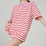 Boogzel Apparel Pink Stripe Skater Polo Shirt, view 3
