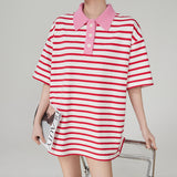 Boogzel Apparel Pink Stripe Skater Polo Shirt, view 5