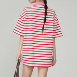 Boogzel Apparel Pink Stripe Skater Polo Shirt, view 6
