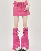 Boogzel Apparel Pink Y2K Mini Skirt & Leg Warmers Set, view 4